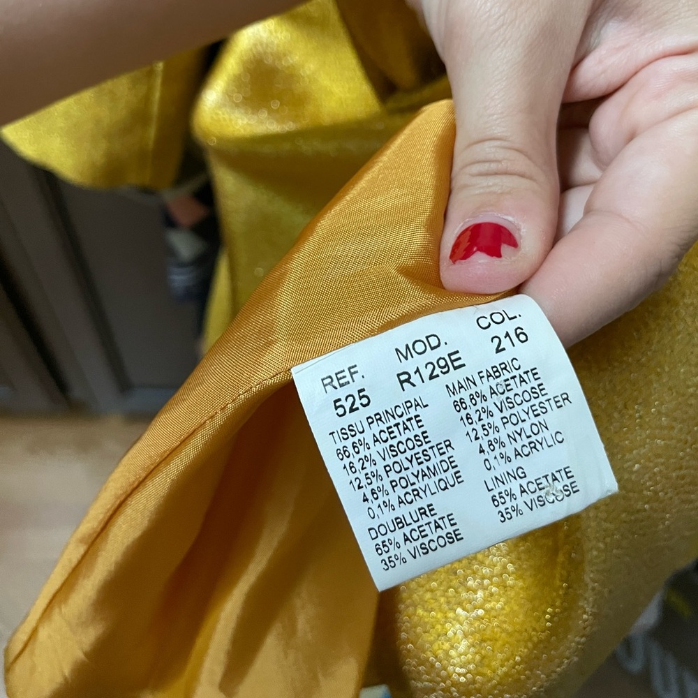 Carven Yellow Metallic Mini Belted Dress with Crystal Detail Size 38 - Picture 8 of 13